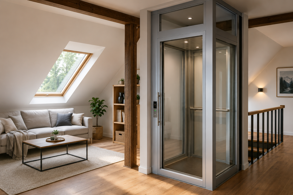 Aufzug für den Dachboden im Einfamilienhaus